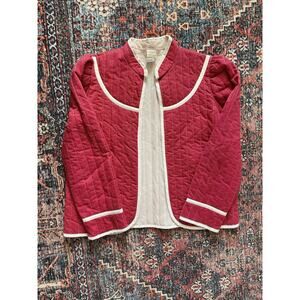 Vintage Montgomery Ward Women's Open Front Qulited Jacket Red Size S